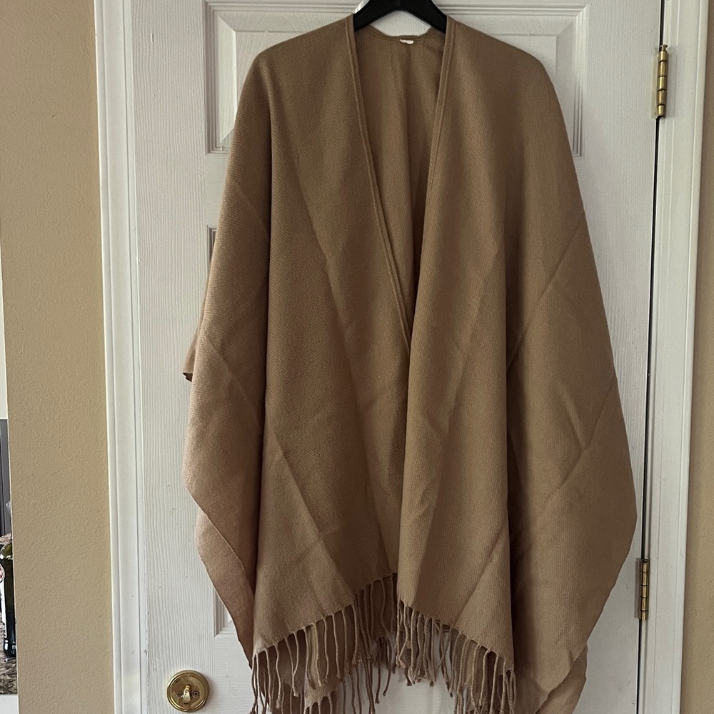 Classic Tan Fringe Wrap Shawl - Women Accessories Scarves & Wraps
